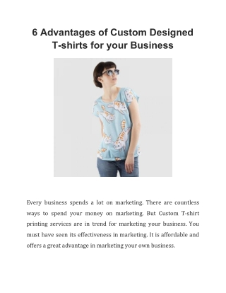 6 Advantages of Custom Designed T-shirts for your Business