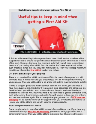 Useful tips to keep in mind when getting a First Aid kit