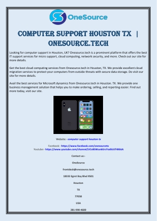 Computer Support Houston TX  | Onesource.tech