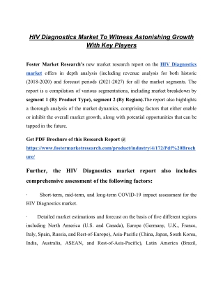 HIV Diagnostics Market Prominent Growth And Vendor Landscape By 2027