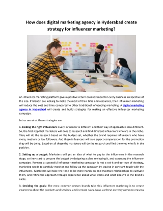 How does digital marketing agency in Hyderabad create strategy for influencer marketing?