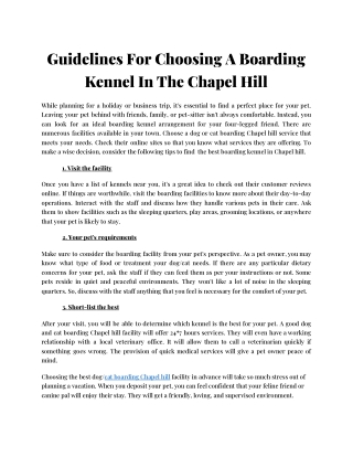 Guidelines For Choosing A Boarding Kennel In The Chapel Hill