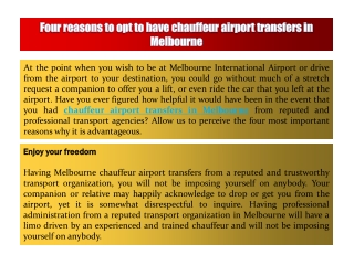 Four reasons to opt to have chauffeur airport transfers in Melbourne