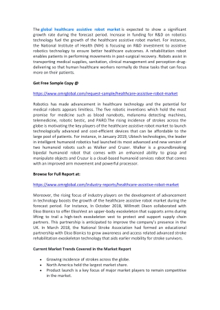 Global Healthcare Assistive Robot Market 2019: Global Trends, Key Players, Industry Analysis Report to 2025
