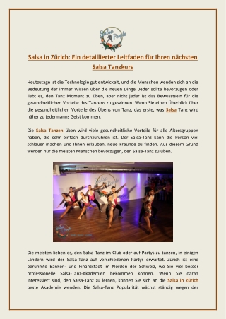 Salsa in Zürich: Ein detaillierter Leitfaden für Ihren nächsten Salsa Tanzkurs
