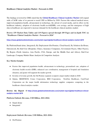 Global Healthcare Clinical Analytics Market Research Report