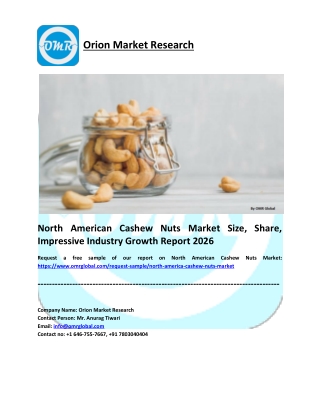 North American Cashew Nuts Market Research and Forecast 2020-2026