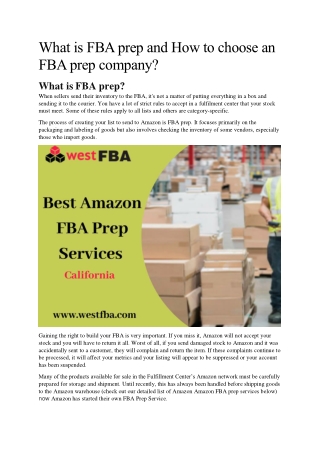 Best Amazon FBA Prep Services in California