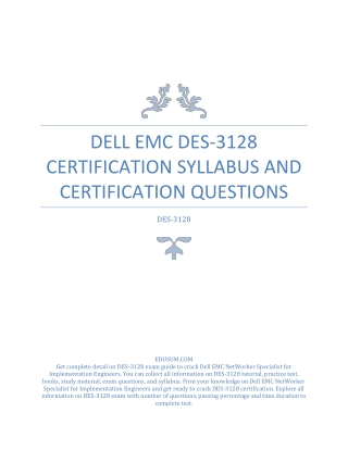 Dell EMC DES-3128 Certification Syllabus and Certification Questions