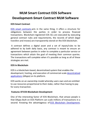 MLM Smart Contract EOS Software Development-Smart Contract MLM Software