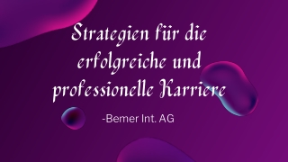 Strategien für eine berufliche Karriere | Bemer Int. AG