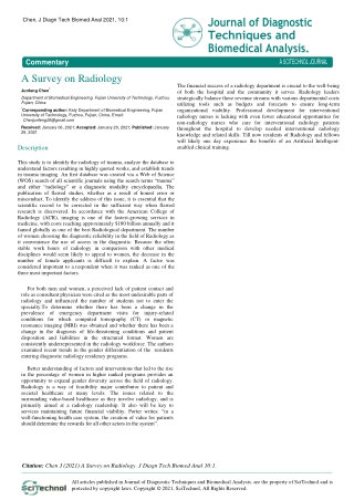 Journal of Diagnostic Techniques and Biomedical Analysis