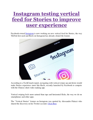 Instagram testing vertical feed for Stories to improve user experience