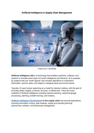 Artificial Intelligence in Supply Chain Management