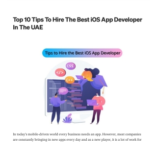 Top 10 Tips To Hire The Best iOS App Developer In The UAE