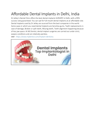 Affordable Dental Implants in Delhi, India