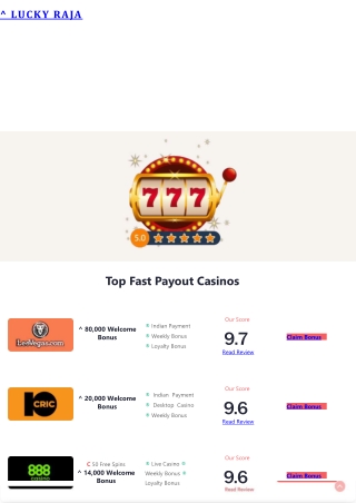 Top Fast Payout Casinos