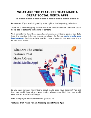 WHAT ARE THE FEATURES THAT MAKE A GREAT SOCIAL MEDIA APP?
