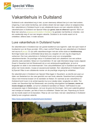 Vakantiehuis Duitsland