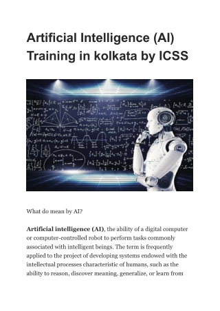 Artificial Intelligence (AI) Training in kolkata by Indian Cyber Security Solutions