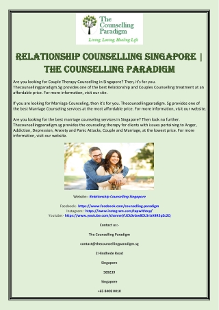 Relationship Counselling Singapore | The Counselling Paradigm