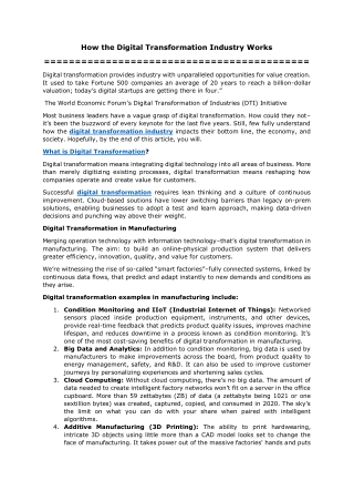 How the Digital Transformation Industry Works