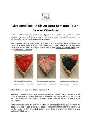 Shredded Paper Adds An Extra-Romantic Touch To Your Valentines