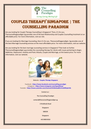 Couples Therapy Singapore | The Counselling Paradigm