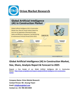 Global Artificial Intelligence (AI) in Construction Market Trends, Size, Competitive Analysis and Forecast 2019-2025