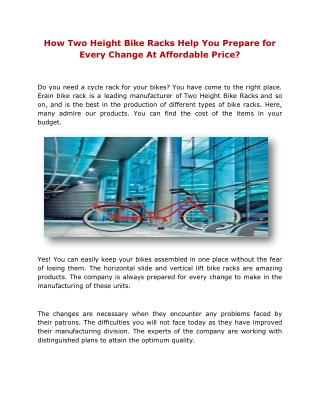 How Two Height Bike Racks Help You Prepare for Every Change At Affordable Price