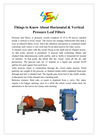 Things to Know About Horizontal & Vertical Pressure Leaf Filters