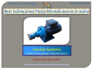 One of The Best Lubrication Pump Manufacturers In India