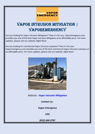 Vapor Intrusion Mitigation | Vaporemergency