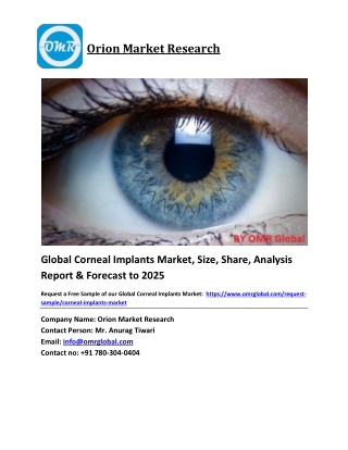 Global Corneal Implants Market Size, Industry Trends, Share and Forecast 2019-2025