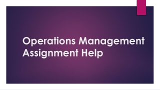 Operations management assignment help