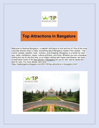 Top Attractions in Bangalore