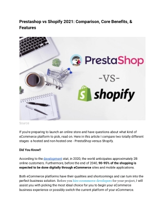 Prestashop vs Shopify 2021: Comparison, Core Benefits, & Features