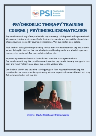 Psychedelic Therapy Training Course | Psychedelicsomatic.org