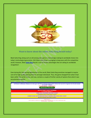 Satta King Result is Helping Players website