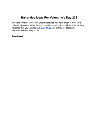Hairstyles Ideas For Valentine's Day 2021