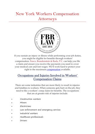 New York Workers’ Compensation Attorneys | Fusco, Brandenstein & Rada, P.C.