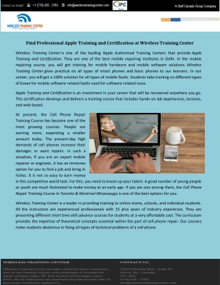 Find Professional Apple Training and Certification at Wireless Training Center