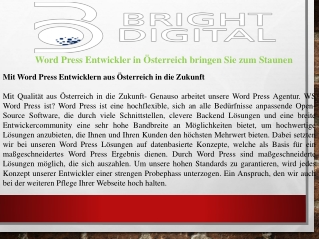 Word Press Entwickler in Österreich bringen Sie zum Staunen