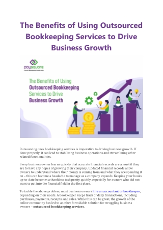 The Benefits of Using Outsourced Bookkeeping Services to Drive Business Growth