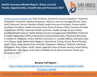 Health Insurance Market Report -Share, Current Trends, Opportunities, Growth Size and Forecasts 2027