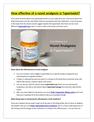 How effective of a novel analgesic is Tapentadol?