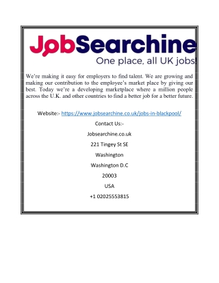 Jobs in Blackpool | Jobsearchine.co.uk
