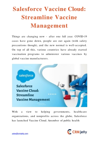 Salesforce Vaccine Cloud: Streamline Vaccine Management