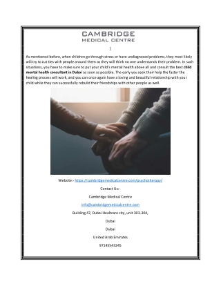 Psychotherapist in Dubai | Cambridgemedicalcentre.com