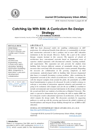 Catching Up With BIM: A Curriculum Re-Design Strategy